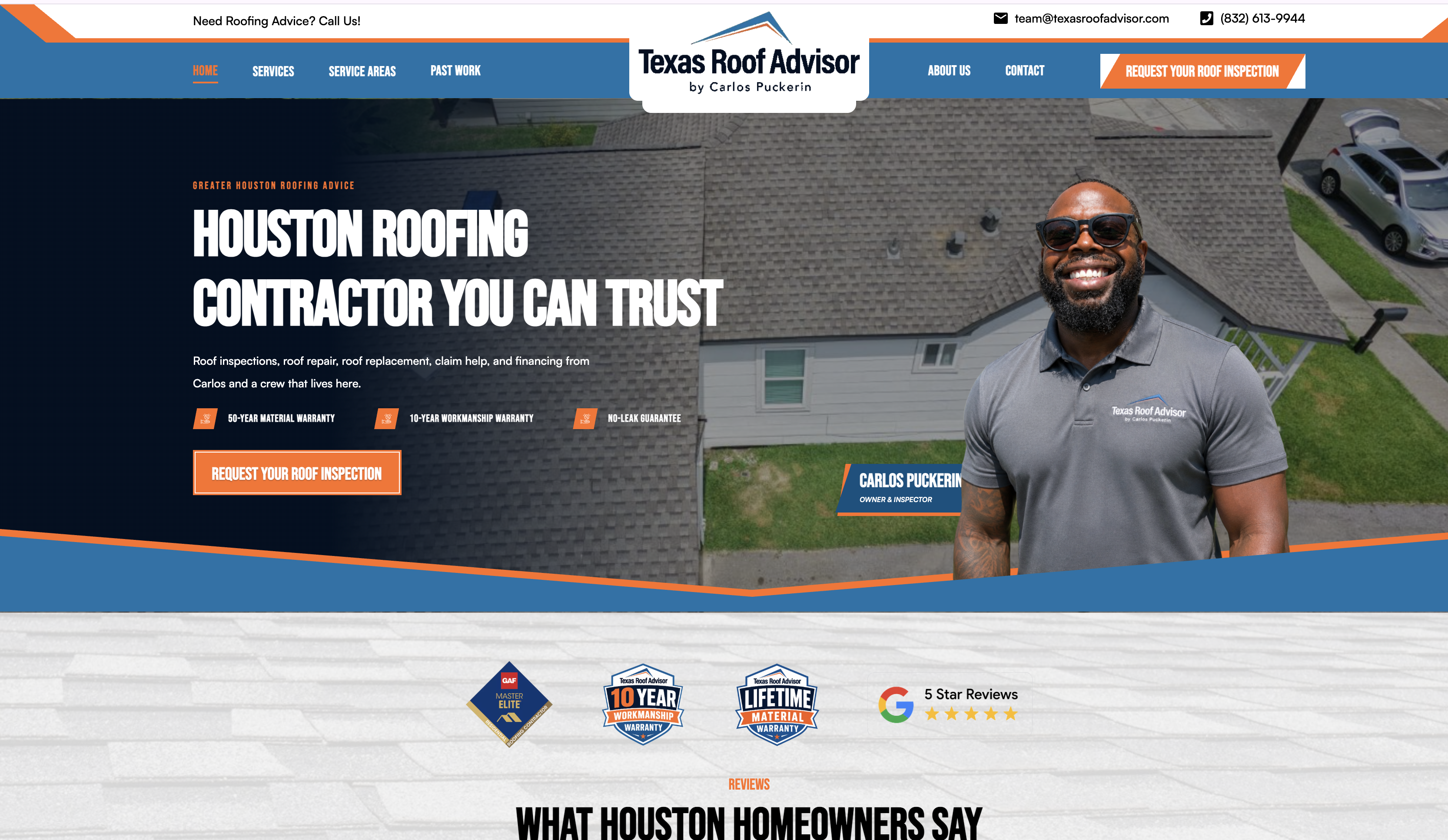 Texas Roof Advisor website design